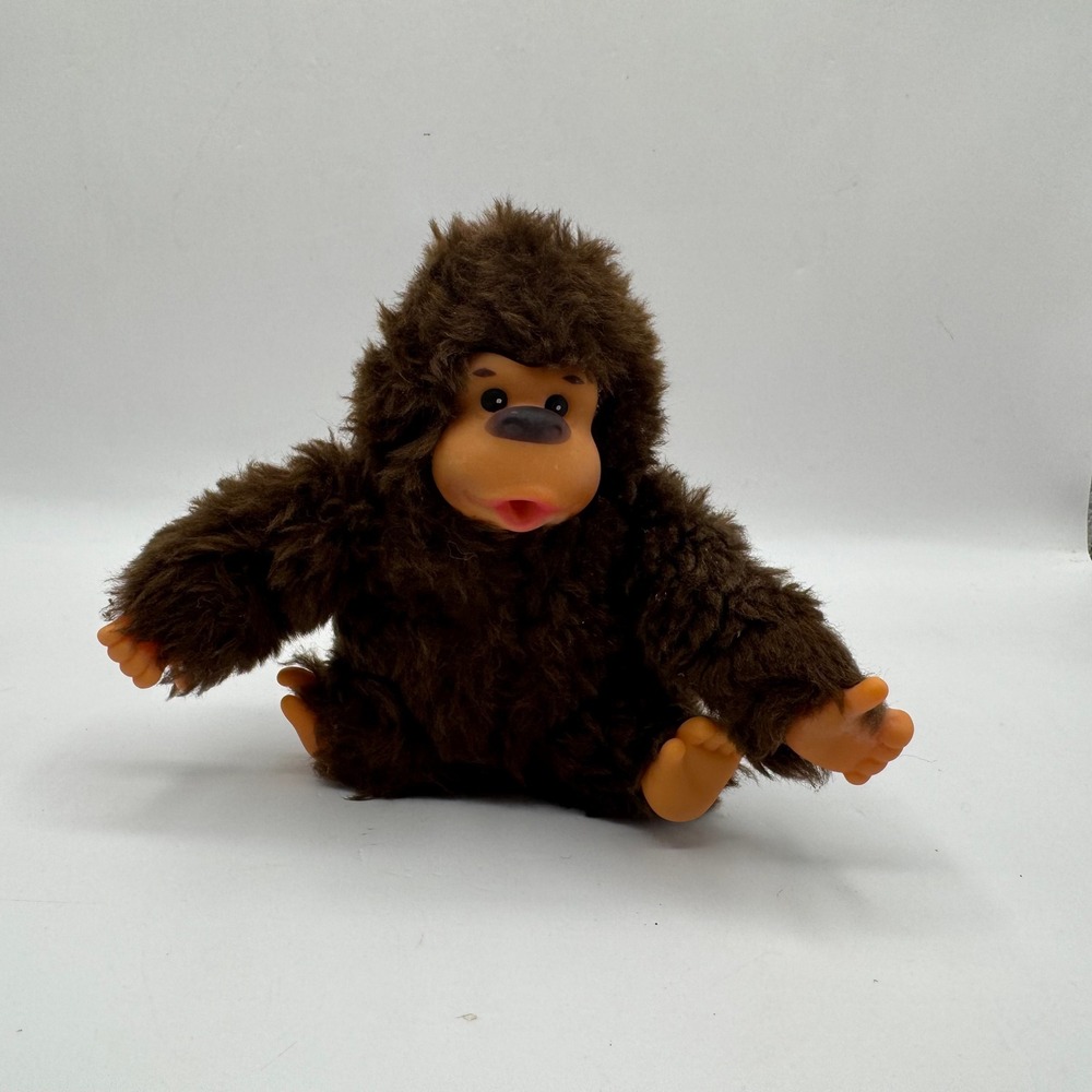 Russ Berrie Baby Gonga Plush Gorilla Thumb Sucker Brown Vintage Vinyl Face Toy